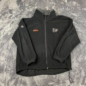 Vtg CCM Philadelphia Flyers NHL Full Zip Black Mock Neck Jacket Fleece M*